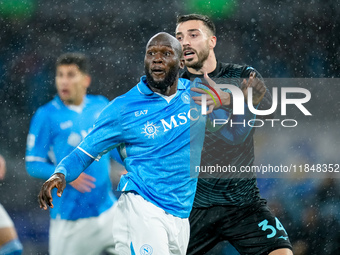 Romelu Lukaku of SSC Napoli and Mario Gila of SS Lazio compete for the ball during the serie Serie A Enilive match between SSC Napoli and SS...