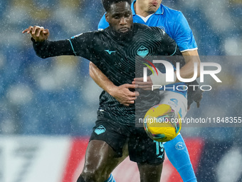 Alessandro Buongiorno of SSC Napoli and Boulaye Dia of SS Lazio compete for the ball during the serie Serie A Enilive match between SSC Napo...