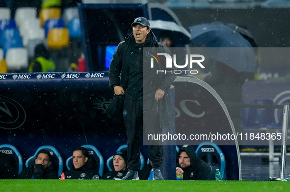 Antonio Conte Head Coach of SSC Napoli looks on during the serie Serie A Enilive match between SSC Napoli and SS Lazio at Stadio Diego Arman...