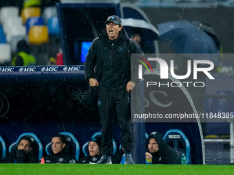 Antonio Conte Head Coach of SSC Napoli looks on during the serie Serie A Enilive match between SSC Napoli and SS Lazio at Stadio Diego Arman...