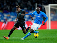 Romelu Lukaku of SSC Napoli and Fisayo Dele-Bashiru of SS Lazio compete for the ball during the serie Serie A Enilive match between SSC Napo...