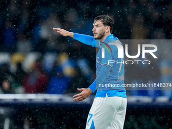 Khvicha Kvaratskhelia of SSC Napoli looks dejected during the serie Serie A Enilive match between SSC Napoli and SS Lazio at Stadio Diego Ar...