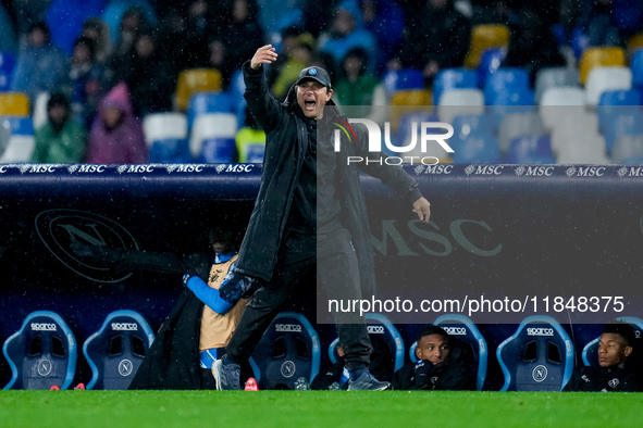 Antonio Conte Head Coach of SSC Napoli yells during the serie Serie A Enilive match between SSC Napoli and SS Lazio at Stadio Diego Armando...