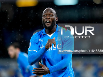 Romelu Lukaku of SSC Napoli reacts during the serie Serie A Enilive match between SSC Napoli and SS Lazio at Stadio Diego Armando Maradona o...