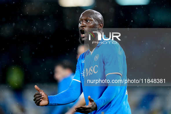 Romelu Lukaku of SSC Napoli yells during the serie Serie A Enilive match between SSC Napoli and SS Lazio at Stadio Diego Armando Maradona on...