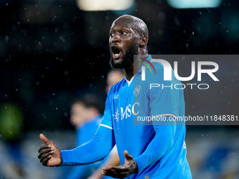 Romelu Lukaku of SSC Napoli yells during the serie Serie A Enilive match between SSC Napoli and SS Lazio at Stadio Diego Armando Maradona on...