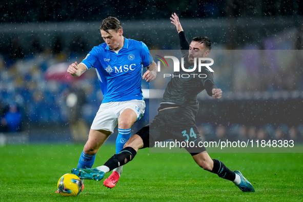 Scott McTominay of SSC Napoli and Mario Gila of SS Lazio compete for the ball during the serie Serie A Enilive match between SSC Napoli and...