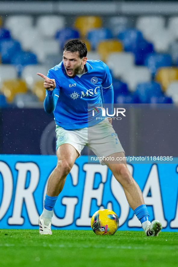 Khvicha Kvaratskhelia of SSC Napoli reacts during the serie Serie A Enilive match between SSC Napoli and SS Lazio at Stadio Diego Armando Ma...