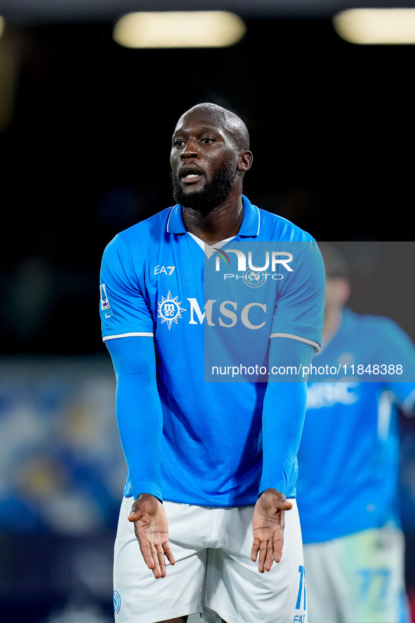 Romelu Lukaku of SSC Napoli looks dejected during the serie Serie A Enilive match between SSC Napoli and SS Lazio at Stadio Diego Armando Ma...