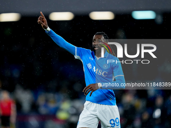 Andre-Frank Zambo Anguissa of SSC Napoli gestures during the serie Serie A Enilive match between SSC Napoli and SS Lazio at Stadio Diego Arm...