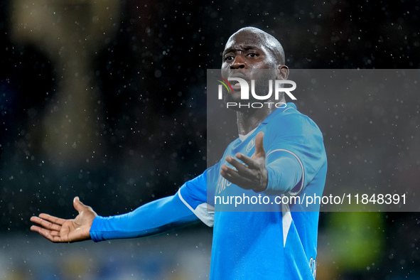 Romelu Lukaku of SSC Napoli reacts during the serie Serie A Enilive match between SSC Napoli and SS Lazio at Stadio Diego Armando Maradona o...