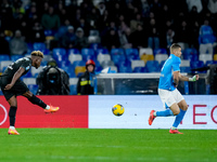 Fisayo Dele-Bashiru of SS Lazio hits the crossbar during the serie Serie A Enilive match between SSC Napoli and SS Lazio at Stadio Diego Arm...