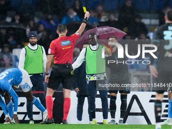 Taty Castellanos of SS Lazio gets a yellow card during the serie Serie A Enilive match between SSC Napoli and SS Lazio at Stadio Diego Arman...