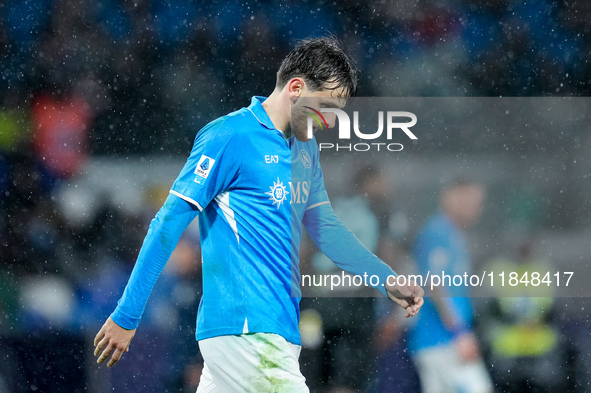 Khvicha Kvaratskhelia of SSC Napoli looks dejected during the serie Serie A Enilive match between SSC Napoli and SS Lazio at Stadio Diego Ar...