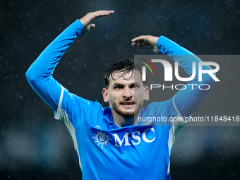 Khvicha Kvaratskhelia of SSC Napoli reacts during the serie Serie A Enilive match between SSC Napoli and SS Lazio at Stadio Diego Armando Ma...