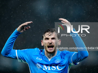 Khvicha Kvaratskhelia of SSC Napoli reacts during the serie Serie A Enilive match between SSC Napoli and SS Lazio at Stadio Diego Armando Ma...