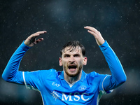 Khvicha Kvaratskhelia of SSC Napoli reacts during the serie Serie A Enilive match between SSC Napoli and SS Lazio at Stadio Diego Armando Ma...