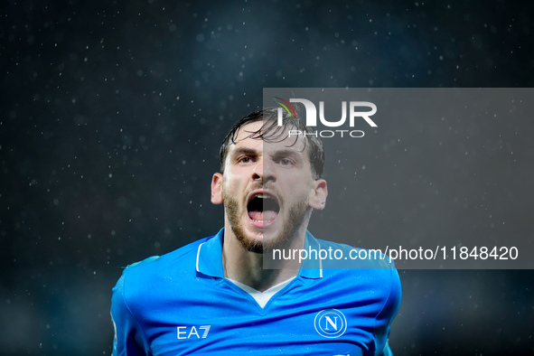 Khvicha Kvaratskhelia of SSC Napoli yells during the serie Serie A Enilive match between SSC Napoli and SS Lazio at Stadio Diego Armando Mar...