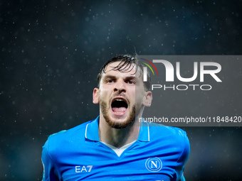 Khvicha Kvaratskhelia of SSC Napoli yells during the serie Serie A Enilive match between SSC Napoli and SS Lazio at Stadio Diego Armando Mar...