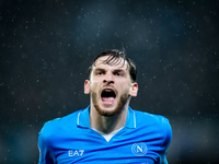 Khvicha Kvaratskhelia of SSC Napoli yells during the serie Serie A Enilive match between SSC Napoli and SS Lazio at Stadio Diego Armando Mar...