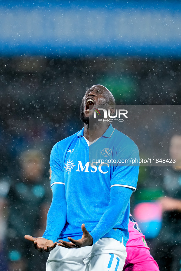 Romelu Lukaku of SSC Napoli looks dejected during the serie Serie A Enilive match between SSC Napoli and SS Lazio at Stadio Diego Armando Ma...