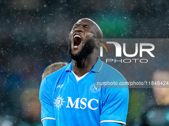 Romelu Lukaku of SSC Napoli looks dejected during the serie Serie A Enilive match between SSC Napoli and SS Lazio at Stadio Diego Armando Ma...