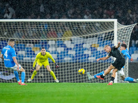 Gustav Isaksen of SS Lazio scores first goal during the serie Serie A Enilive match between SSC Napoli and SS Lazio at Stadio Diego Armando...