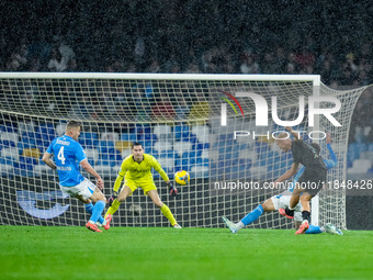 Gustav Isaksen of SS Lazio scores first goal during the serie Serie A Enilive match between SSC Napoli and SS Lazio at Stadio Diego Armando...