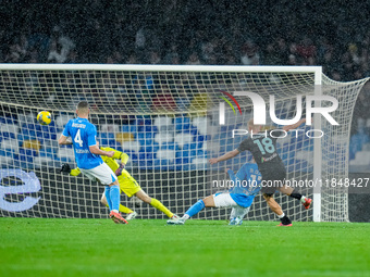 Gustav Isaksen of SS Lazio scores first goal during the serie Serie A Enilive match between SSC Napoli and SS Lazio at Stadio Diego Armando...