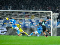 Gustav Isaksen of SS Lazio scores first goal during the serie Serie A Enilive match between SSC Napoli and SS Lazio at Stadio Diego Armando...