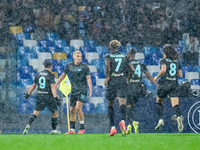 Gustav Isaksen of SS Lazio celebrates after scoring first goal during the serie Serie A Enilive match between SSC Napoli and SS Lazio at Sta...