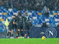 Gustav Isaksen of SS Lazio celebrates after scoring first goal during the serie Serie A Enilive match between SSC Napoli and SS Lazio at Sta...