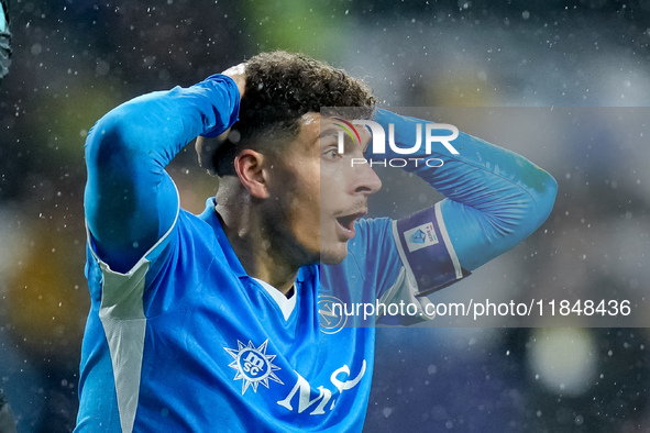 Giovanni Di Lorenzo of SSC Napoli reacts during the serie Serie A Enilive match between SSC Napoli and SS Lazio at Stadio Diego Armando Mara...