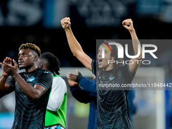 Matteo Guendouzi of SS Lazio celebrates the victory during the serie Serie A Enilive match between SSC Napoli and SS Lazio at Stadio Diego A...