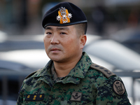 Colonel Kim Hyun-tae, Commander of the 707th Special Mission Group, holds a press conference in front of the Defense Convention Center in Yo...