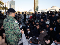 Colonel Kim Hyun-tae, Commander of the 707th Special Mission Group, holds a press conference in front of the Defense Convention Center in Yo...