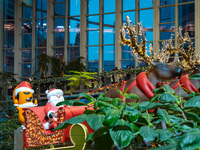 Visitors watch Santa Claus' flying sleigh ride at Halo Shopping Park in Chongqing, China, on December 8, 2024. (