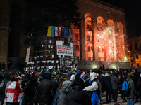 Anti-government protesters rally outside the parliament for an eleventh consecutive day of mass demonstrations against the government's post...