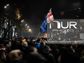 Anti-government protesters rally for an eleventh consecutive day of mass demonstrations against the government's postponement of European Un...