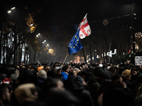 Anti-government protesters rally for an eleventh consecutive day of mass demonstrations against the government's postponement of European Un...