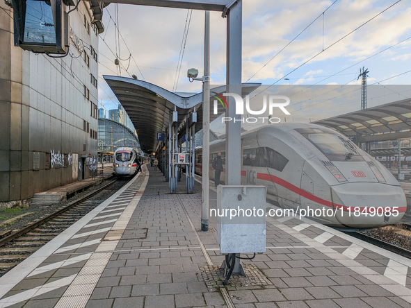 A morning scene at Germany's rail hub in Frankfurt am Main Central Station in Hesse, Germany, on January 1, 2024, at 9:00 in the morning, fe...