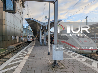 A morning scene at Germany's rail hub in Frankfurt am Main Central Station in Hesse, Germany, on January 1, 2024, at 9:00 in the morning, fe...