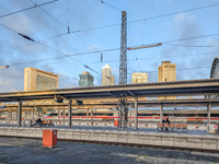 An ICE (Intercity-Express) train stands on the platform at Frankfurt am Main Central Station in Hesse, Germany, on January 1, 2024, at 9:00...