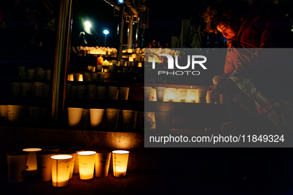 To commemorate World Candle Day, around 18,000 candles are lit in Nijmegen, The Netherlands, on December 8, 2024, to remember all deceased c...