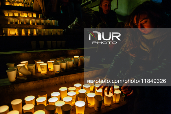 To commemorate World Candle Day, around 18,000 candles are lit in Nijmegen, The Netherlands, on December 8, 2024, to remember all deceased c...