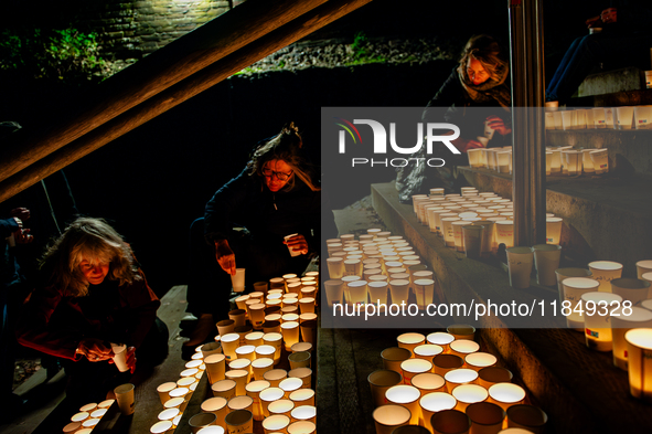 To commemorate World Candle Day, around 18,000 candles are lit in Nijmegen, The Netherlands, on December 8, 2024, to remember all deceased c...