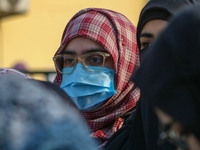 A student of Bachelor of Medicine and Bachelor of Surgery (MBBS) observes during a protest against excessive reservation in competitive exam...