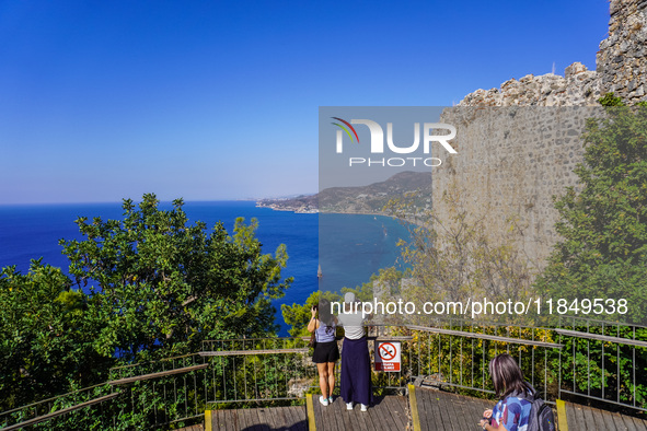 A view of the Mediterranean coast with mountains in the background is seen in Alanya, Turkey, on November 5, 2024. 