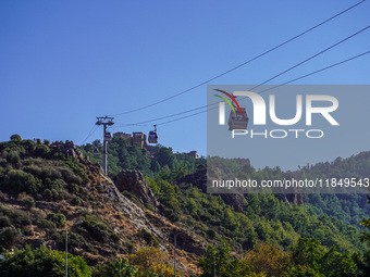 A cable car station is seen in Alanya, Turkey, on November 5, 2024. (