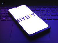 The logo of the cryptocurrency exchange Bybit appears on the screen of a smartphone in Reno, United States, on December 9, 2024. (